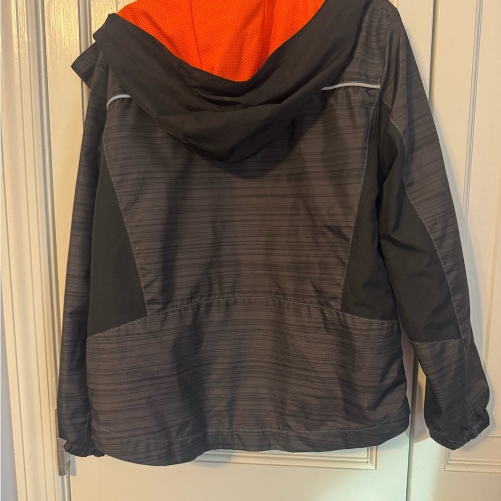 Champion Kids Black and Orange Hooded Jacket, lined. Like New. Sz 6/7 - Picture 7 of 10